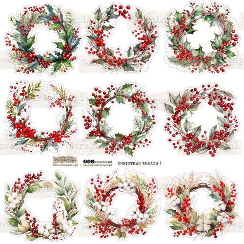 Scraplove - Christmas Wreath 1 - klistermerker