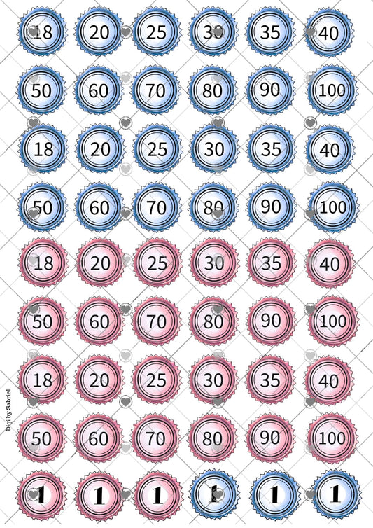 Utklipsark A4 - Bursdagstall 1