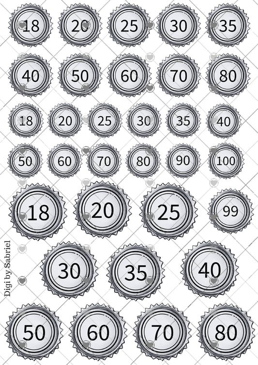 Utklipsark A4 - Bursdagstall 2