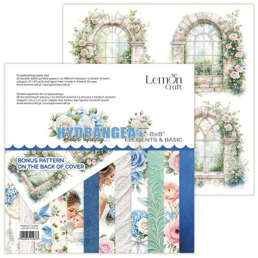 Lemoncraft - Dear Diary Hyndrangea 8x8" - elements klippebok