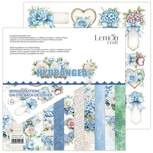 Lemoncraft - Dear Diary Hyndrangea 12x12"