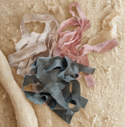 Soft Blush Garden - hand dyed ribbon
