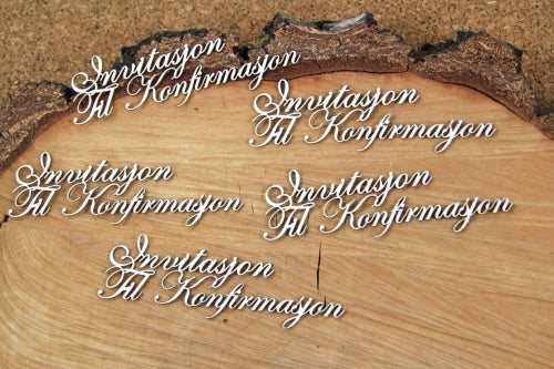 Chipboard - Innskripsjon -  Invitasjon til Konfirmasjon (5stk)