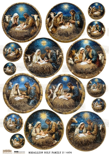 Utklippsark A4 -  Medallion Holly Family 2