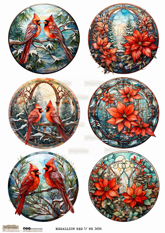 Utklippsark A4 - Medallion red 1