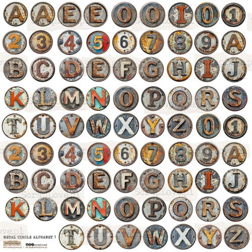 Scraplove - Metal Cirkle Alphabet 1 - klistermerker