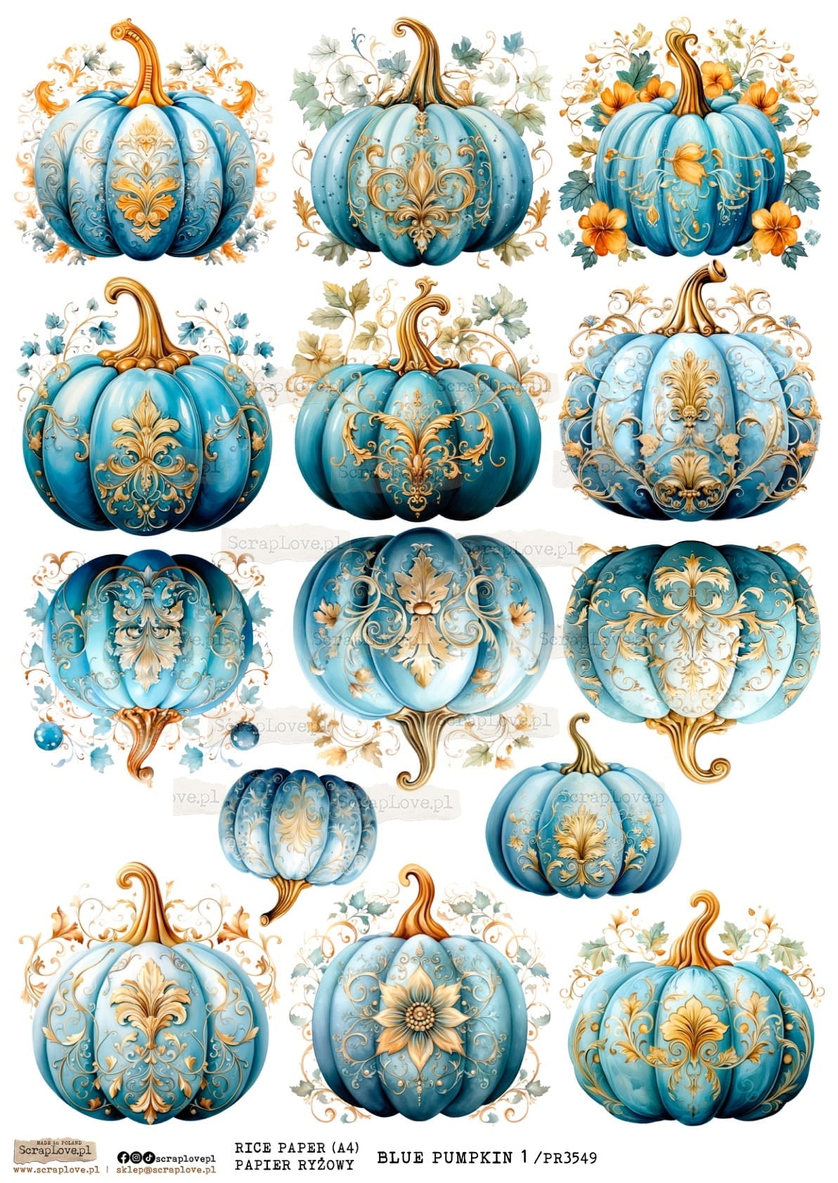 Utklippsark A4 -  Blue Pumpkin 1