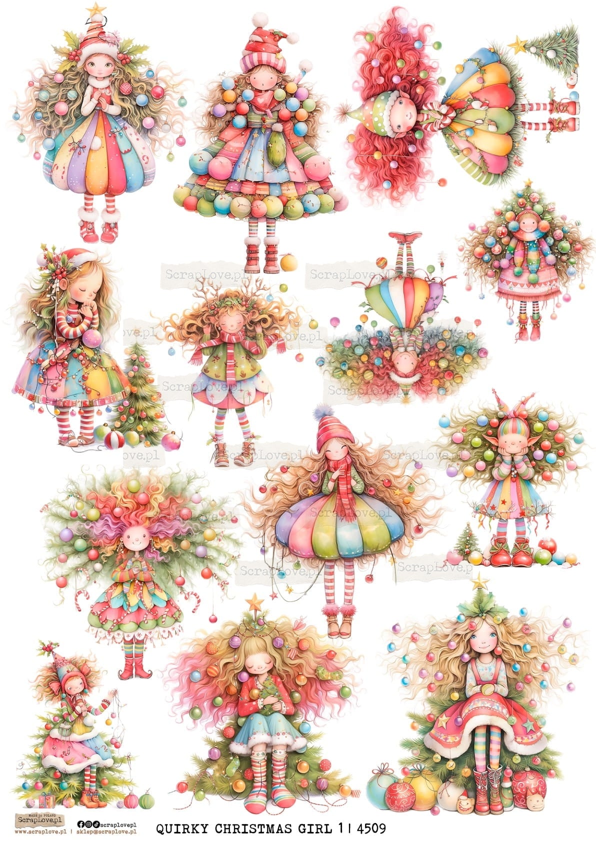 Utklippsark A4 - Quirky Christmas Girl 1