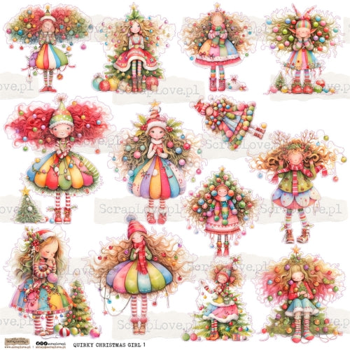 Scraplove - Quirky Christmas Girl 1- klistermerker