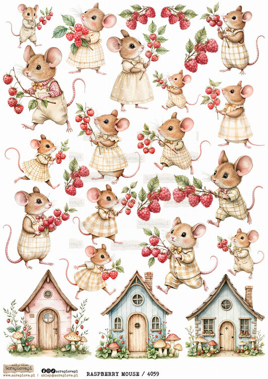 Utklippsark A4 - Raspberry mouse