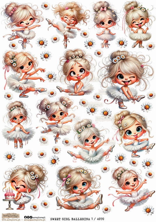 Utklippsark A4 - Sweet Girl - Ballerina 1