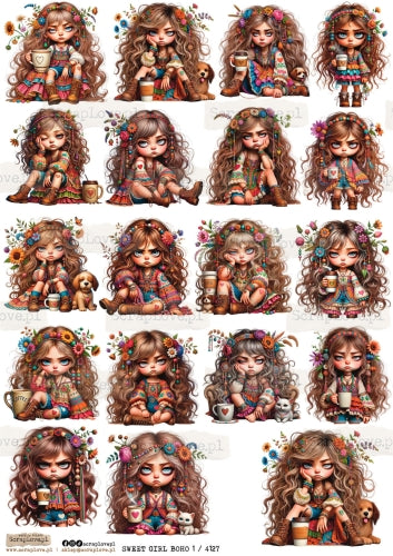 Utklippsark A4 - Sweet Girl Boho 1