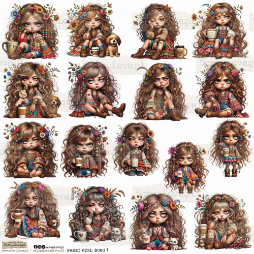 Scraplove - Sweet Girl Boho - klistermerker