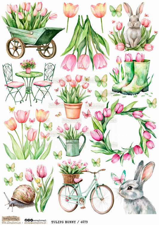 Utklippsark A4 - Tulips Bunny