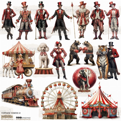 Scraplove - Vintage Cirkus 02- klistermerker