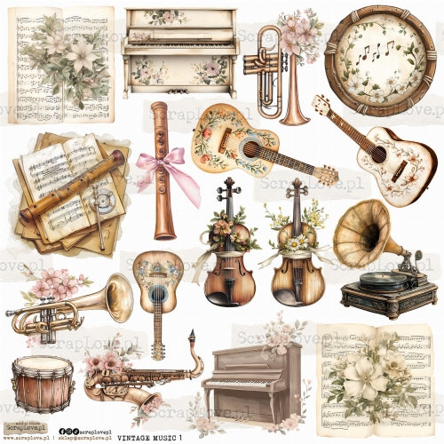 Scraplove - Vintage Music 01- klistermerker
