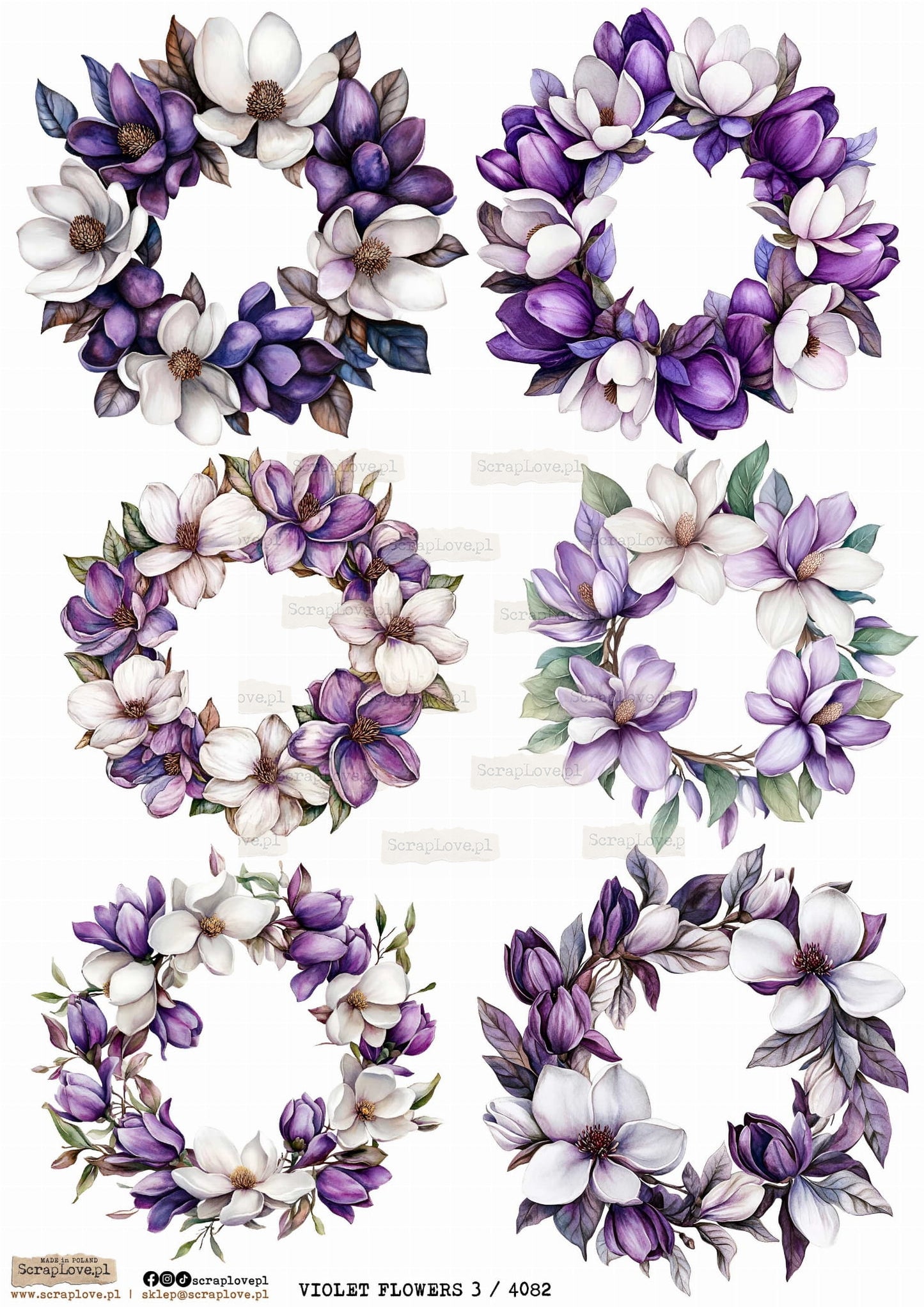 Scraplove Rispapir - Violet Flowers 3