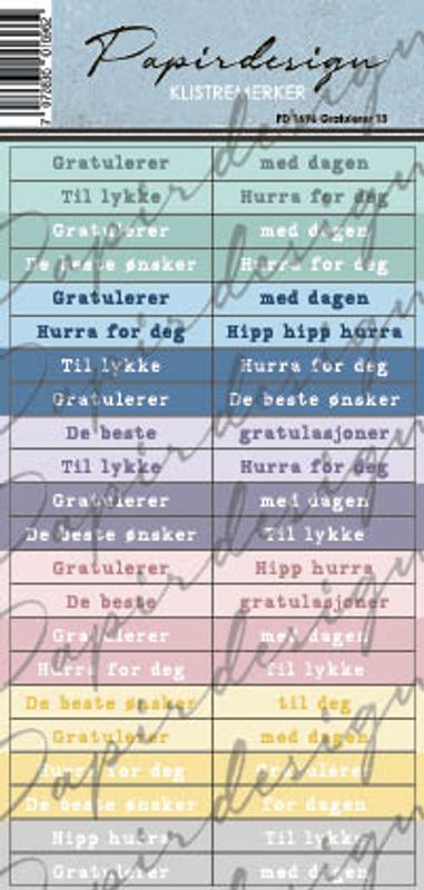 Papirdesign - Klistermerker - Gratulerer 13