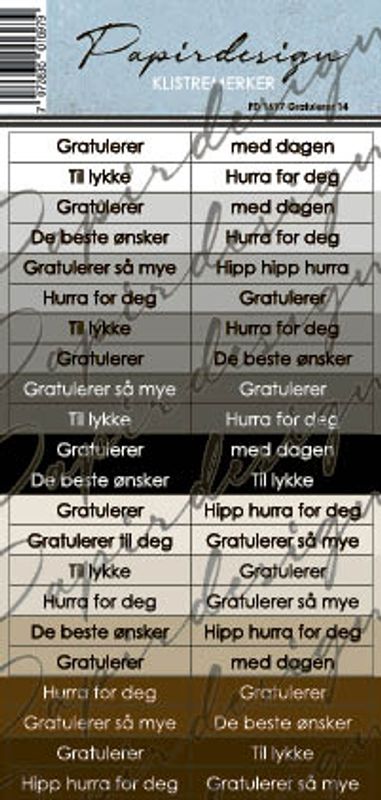 Papirdesign - Klistermerker - Gratulerer 14