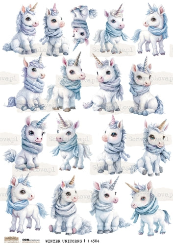 Utklippsark A4 - Winter Unicorns 1