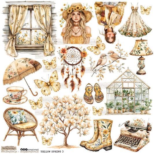 Scraplove - Yellow Spring 3 - klistermerker